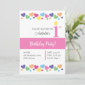 Invitation illusima Rainbow Love Hearts, rose 1er anniversair (Debout devant)