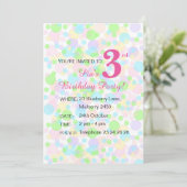 Invitation illusima Rainbow Pastel Dots Girls Rose Anniversai (Debout devant)