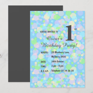 Invitation illusima Rainbow Pastel Doys Boys Blue Birthday in