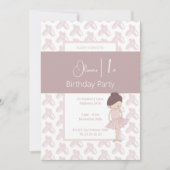 Invitation illusima rose Ballerina Chaussures Motif 1er anniv (Devant)