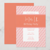 Invitation illusima rose tonalité rose 1er anniversaire Flora (Devant / Derrière)