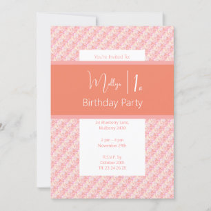 Invitation illusima rose tonalité rose 1er anniversaire Flora
