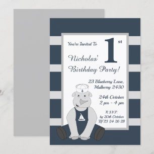 Invitation illusima Sailor Rhino Boys Blue Birthday Party