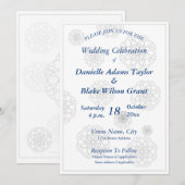 Invitation Illusion Elégante Marine & White Lace Mandala Mari (Devant / Derrière)