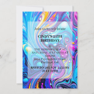 Invitation Illustration Abstraite Wavy Art Anniversaire