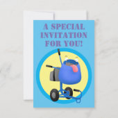 Invitation Illustration amusante du mélangeur de ciment bleu (Dos)