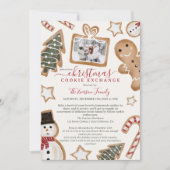 Invitation Illustration amusante fête d'échange de biscuits d (Devant)