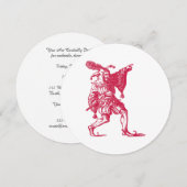 Invitation Illustration Antique de Bouffon Shakespearien (Devant / Derrière)