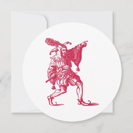 Invitation Illustration Antique de Bouffon Shakespearien (Devant)