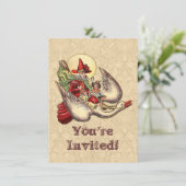 Invitation Illustration Antique d'Enfant de Mère l'Oye (Debout devant)