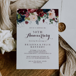 Invitation Illustration aquarelle 50e anniversaire de mariage