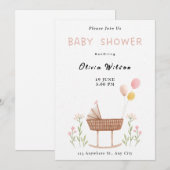 Invitation Illustration aquarelle colorée pastel (Devant / Derrière)