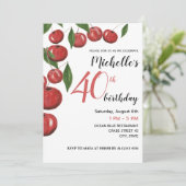 Invitation Illustration aquarelle de cerises douces pour anni (Debout devant)
