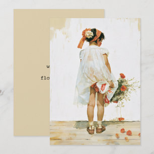 Invitation Illustration aquarelle de fille aux fleurs