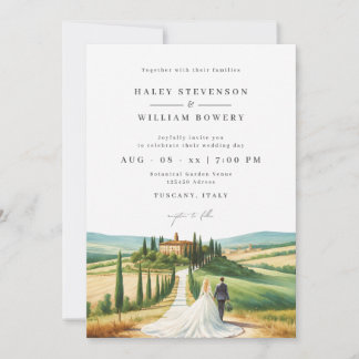 Invitation Illustration aquarelle de la skyline de Toscane po