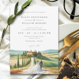Invitation Illustration aquarelle de la skyline de Toscane po