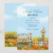 Invitation Illustration Aquarelle Jardinier (Devant / Derrière)