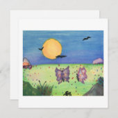 Invitation Illustration aquarelle Papillons Love Couple (Devant / Derrière)