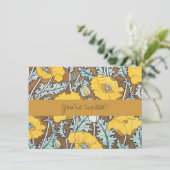 Invitation Illustration Art Nouveau Poppy Fleur Jaune (Debout devant)