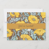 Invitation Illustration Art Nouveau Poppy Fleur Jaune (Devant)