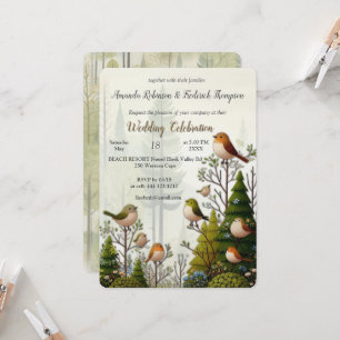 Invitation Illustration artistique d'oiseaux simplistes de st