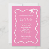 Invitation Illustration Baby shower blanc et rose cabot franç (Devant)
