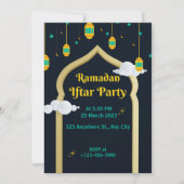 Invitation Illustration bleu foncé Ramadan Iftar Party (Devant)