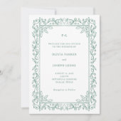 Invitation Illustration botanique | Code QR vert sauge Mariag (Devant)