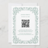 Invitation Illustration botanique | Code QR vert sauge Mariag (Dos)