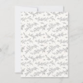 Invitation Illustration Botanique Floral Noir & Crème Mariage (Dos)