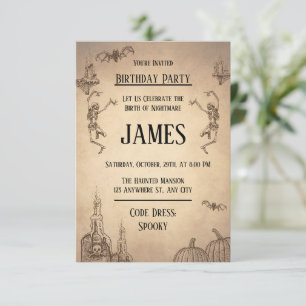 Invitation Illustration Brown beige Halloween Anniversaire