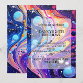 Invitation Illustration chaotique Abstraite fête d'anniversai (Devant / Derrière)