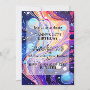 Invitation Illustration chaotique Abstraite fête d'anniversai