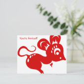 Invitation Illustration chinoise de rat d'astrologie (Debout devant)