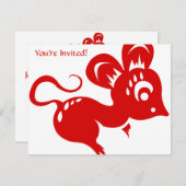 Invitation Illustration chinoise de rat d'astrologie (Devant / Derrière)