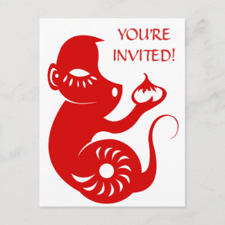 INVITATION ILLUSTRATION CHINOISE DE SINGE DU ZODIAQUE