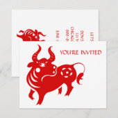 INVITATION ILLUSTRATION CHINOISE DU BOEUF PAPERCUT DE (Devant / Derrière)