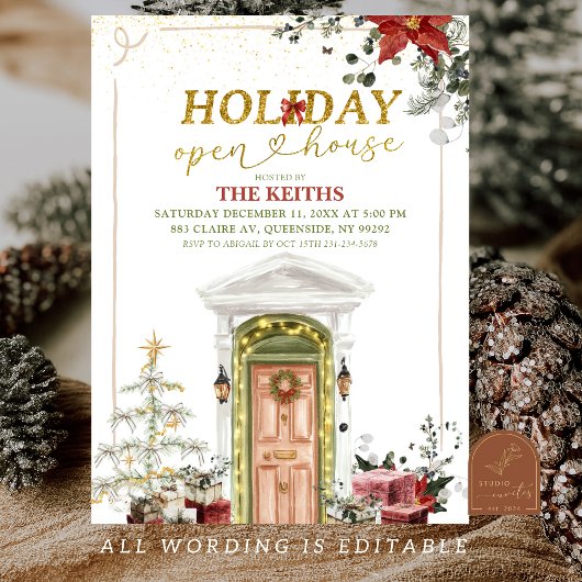 Invitation Illustration Christmas Holiday Open House