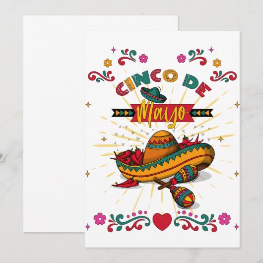 Invitation Illustration Cinco De Mayo, 2/2 (Devant / Derrière)