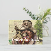 Invitation Illustration classique de l'arbre du Père Noël joy (Debout devant)