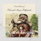 Invitation Illustration classique de Thomas Nast du Père Noël (Devant / Derrière)