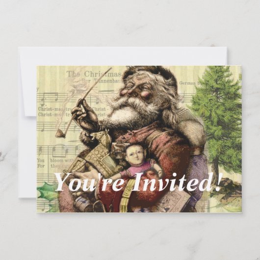 Invitation Illustration classique de Thomas Nast du Père Noël (Devant)
