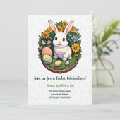 Invitation Illustration classique du lapin de Pâques. Joyeux (Debout devant)