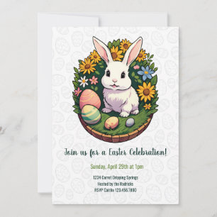Invitation Illustration classique du lapin de Pâques. Joyeux