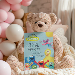 Invitation Illustration colorée de Sesame Street pour une fêt