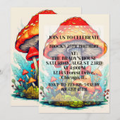 Invitation Illustration Creative Mushroom fête d'anniversaire (Devant / Derrière)