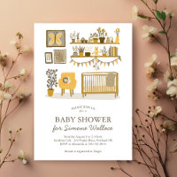 Illustration Cute Nursery BABY SHOWER PERSONNALISÉ