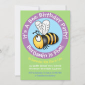 Invitation Illustration d'abeille jaune joyeux (Devant)