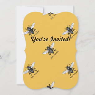 Invitation Illustration d'abeille ouvrière vintage