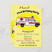Invitation Illustration d'ambulance (Devant / Derrière)